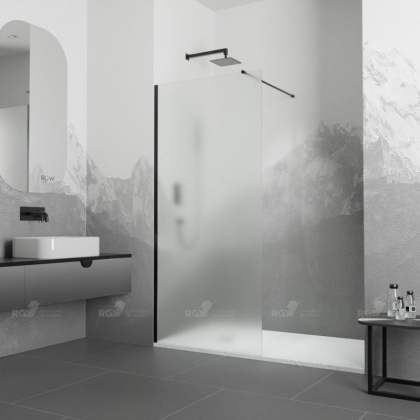Душевая перегородка 100*195 RGW WA-010 B Чёрный/Матовое/8 мм