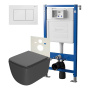 Сет: Система инсталляции Point Элемент для подвесного унитаза PN45120 + Клавиша смыва для инсталляции Point Ника, белая, PN44081W + Унитаз подвесной Point Меркурий безободковый, сид.дюропласт микролифт быстросъем, графит, PN41831GM