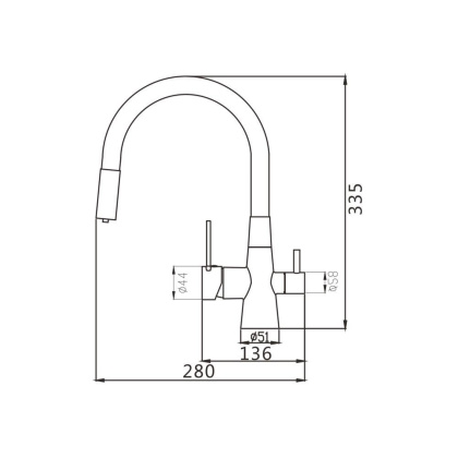 Смеситель для кухни латунь, хром S668