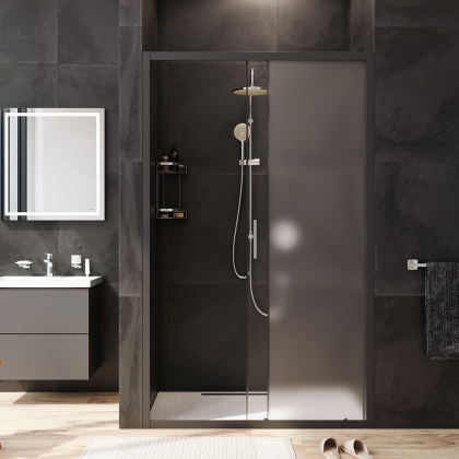 W90G-120-1-195BM Gem Solo Дверь душевая 120х195, стекло матовое, профиль Черный матовый