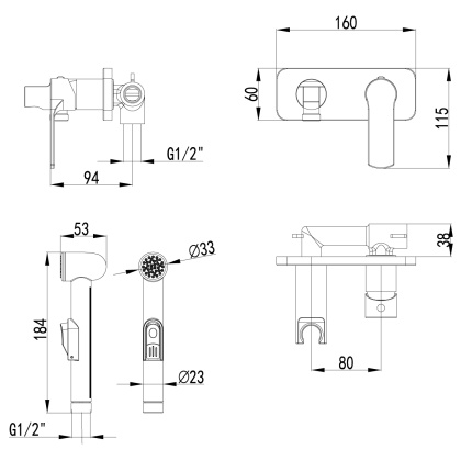 Смеситель Lemark Plus Grace LM1519C с гигиеническим душем, встраиваемый Смеситель Lemark Plus Grace LM1519C с гигиеническим душем, встраиваемый