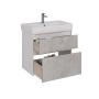 Тумба Lemark COMBI 80см под 1 раковину, подвесная/напольная, 2 ящика, цвет фасада: Бетон, цвет корпуса: Белый глянец