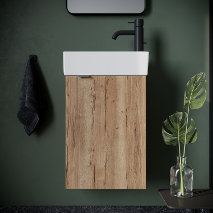 Тумба подвесная SANCOS Mini 355х205х500, с распашной дверцей, внутри 1 полка, дуб галифакс натуральный , арт.MN35EGR