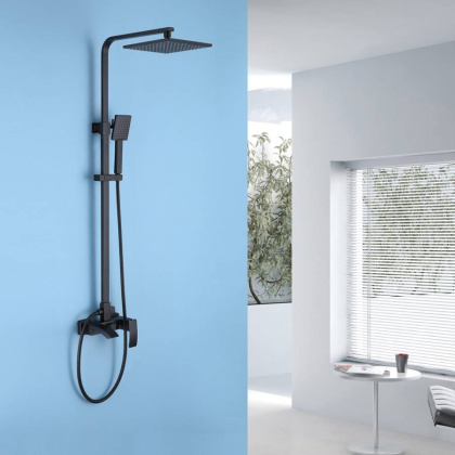 Душевая стойка ABBER Wasserfall AF8616B с изливом, черная матовая Душевая стойка ABBER Wasserfall AF8616B с изливом, черная матовая