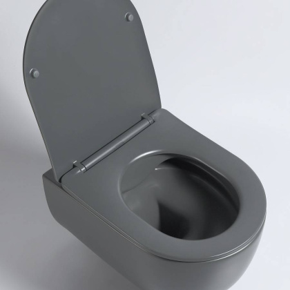 Унитаз подвесной Evo VT1-34SMA безободковый, цвет антрацит матовый, ультратонкое soft-close сиденье
