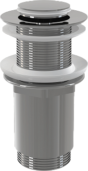 Донный клапан сифона для умывальника CLICK/CLACK 5/4", цельнометаллический с малой заглушкой, без перелива, для пластиковых и стеклянных умывальников