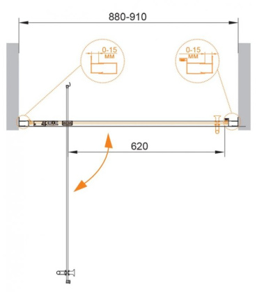 ECO-O-BA-1-90-P-Cr Душевая дверь ECO-O-BA-1-90-P-Cr Душевая дверь