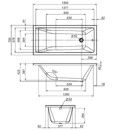 W93A-150-070W-P Gem, панель фронтальная 150x70 W93A-150-070W-P Gem, панель фронтальная 150x70