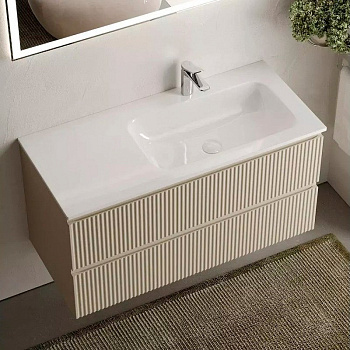 Тумба подвесная SANCOS Snob R правая 995х445х500, c двумя ящиками оснащенными доводчиками, Beige Soft , арт.SNR100RCE Тумба подвесная SANCOS Snob R правая 995х445х500, c двумя ящиками оснащенными доводчиками, Beige Soft , арт.SNR100RCE