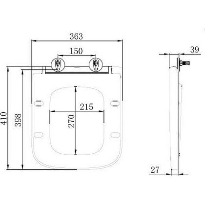 Сиденье дюропласт, soft close, металлическое крепление BB8604SC
