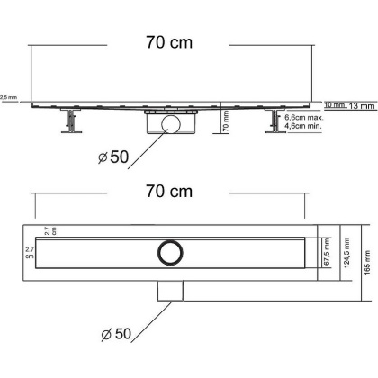 Душевой лоток SAY OPTIMA -S 603.70.S.U, 70 см, под плитку Душевой лоток SAY OPTIMA -S 603.70.S.U, 70 см, под плитку
