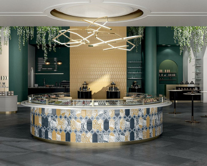 Декор HGD\B512\35000 Алмаш Желтый/оранжевыйБелый (34см*14см*6,9мм) (10шт/0,374м2) глянец, шт