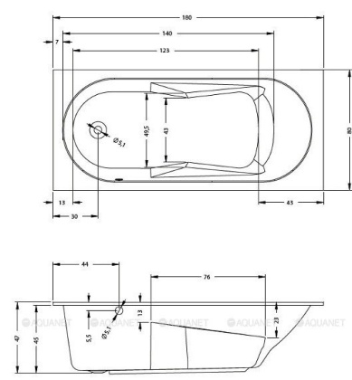 Акриловая ванна Riho Lazy 180x80 LEFT