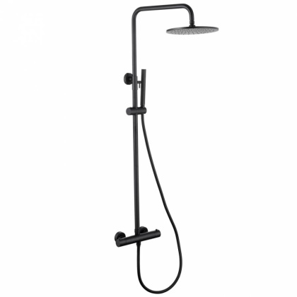 Душевая стойка ABBER Wasser Kreis AF8160B с термостатом без излива, черная матовая Душевая стойка ABBER Wasser Kreis AF8160B с термостатом без излива, черная матовая