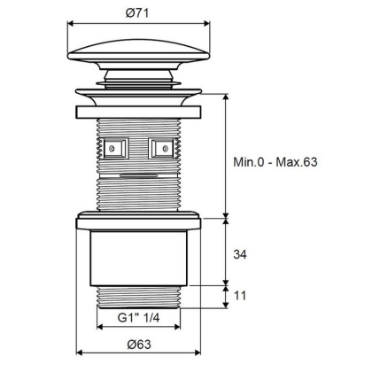 Пробка "click-clack" к сифону EXCELLENT (белый глянец)