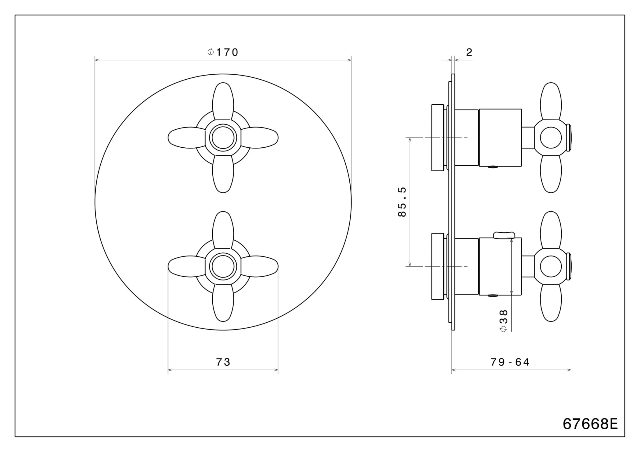 Встраиваемый термостатический смеситель для душа MUSE с регулировкой температуры, хром