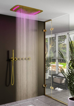 Душевая система Timo Saona SX-2319/17SM скрытого монтажа с термостатом, золото матовое