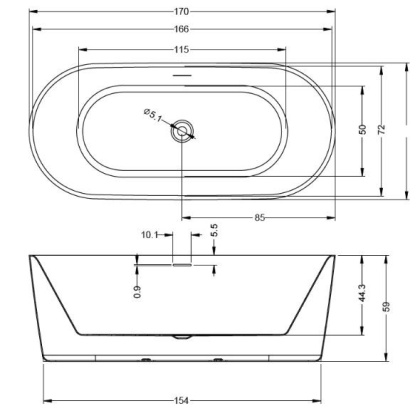 Акриловая ванна Riho Modesty 170 velvet