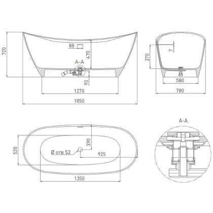 Ванна из искусственного камняNOEMI 185,101811SM