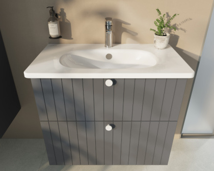 Тумба с раковиной Vitra Root Groove 60 см с круглой раковиной, 2 ящика, матовый серый Тумба с раковиной Vitra Root Groove 60 см с круглой раковиной, 2 ящика, матовый серый