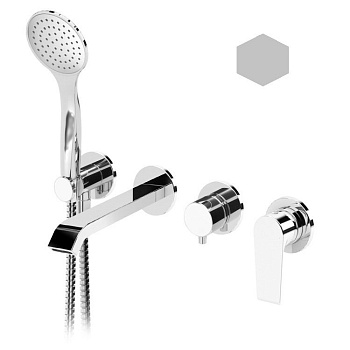 NAUTIC-VDM3-BIO Встраиваемый смеситель для ванны и душа однорычажный с поворотным переключателем на 3 выхода, в комплекте с ручным душем, исполнение Белый матовый NAUTIC-VDM3-BIO Встраиваемый смеситель для ванны и душа однорычажный с поворотным переключателем на 3 выхода, в комплекте с ручным душем, исполнение Белый матовый