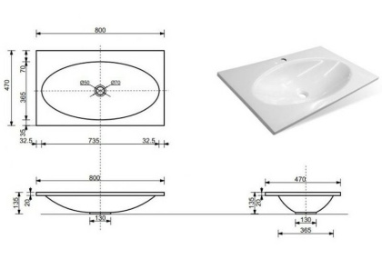 Раковина "Мальта Люкс" 800х470