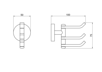 Крючок тройной AQUATEK, матовый черный AQ4632MB БЕТТА