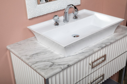 Столешница мрамор 111см Bianca Carrera под LV-6 чашу