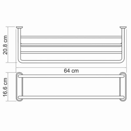 Полка для полотенец, 64х16,6х20,8 см, хром, K-888
