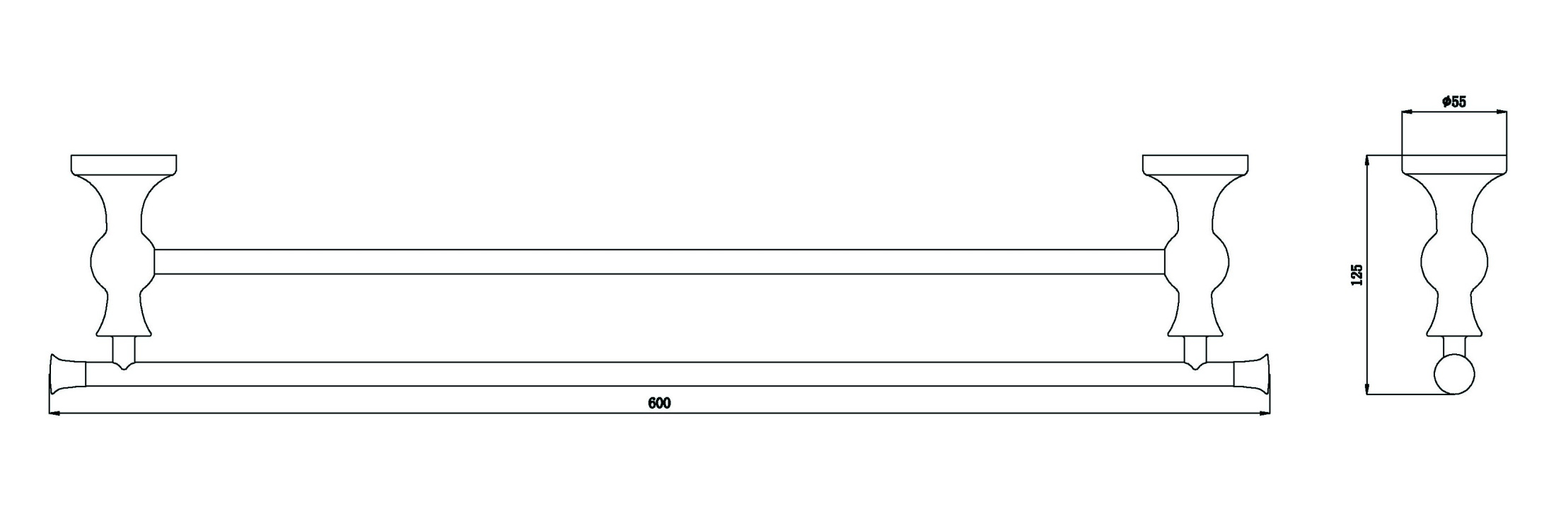 Полотенцедержатель двойной RUSH Crete, 5х60х12 см, цвет бронза, CR35532
