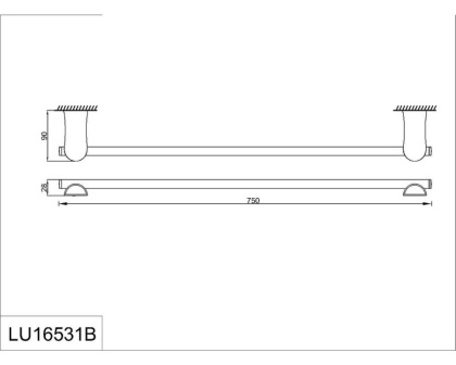 Полотенцедержатель одинарный 70 см. RUSH Luson (LU16531B)