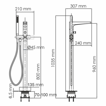 Смеситель для ванны WasserKRAFT Sauer 7121 Смеситель для ванны WasserKRAFT Sauer 7121