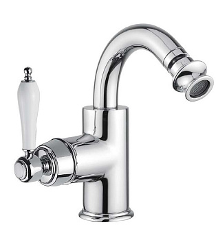 APHRODITE-BS2-03/24-Bi Смеситель для биде с донным клапаном, исполнение золото 24 карат, ручки белые