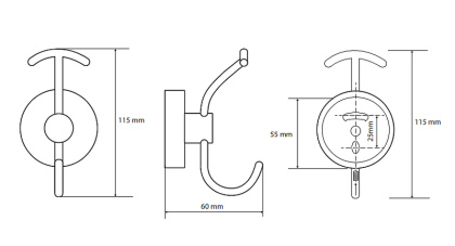 Двойной крючок Bemeta Omega 104105252 Хром Двойной крючок Bemeta Omega 104105252 Хром