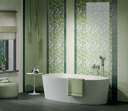 Плитка настенная 6410 Левада зеленый глянцевый (25см*40см*8,8мм) (10шт/1м2) флора, м2