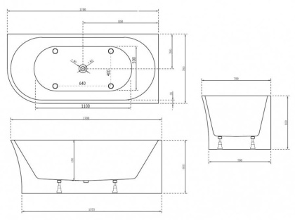 Акриловая ванна Abber 170х78 AB9257-1.7 R