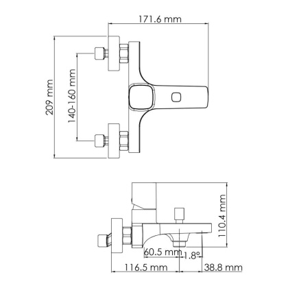 Naab 8601 Смеситель для ванны с коротким изливом Wasserkraft Naab 8601 Смеситель для ванны с коротким изливом Wasserkraft