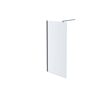 AQ WIW 08020BL Душевая перегородка Walk in с держателем 800x2000 профиль черный, стекло прозрачное