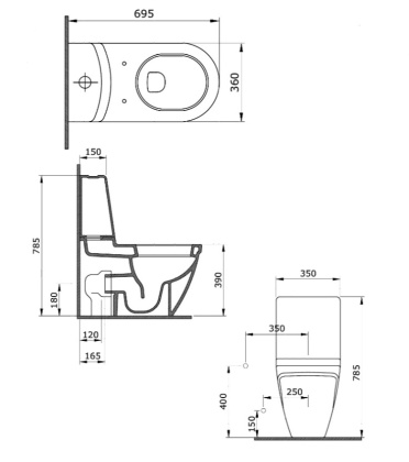 Чаша унитаза-компакт Bocchi Taormina 1017-001-0129 белая