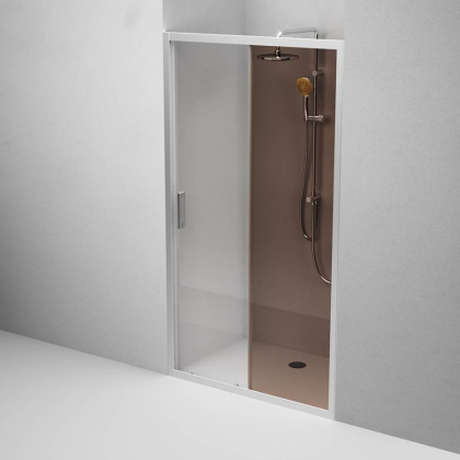 W90G-110-1-195MBr Gem Solo Дверь душевая 110х195, стекло бронзовое, профиль матовый Хром