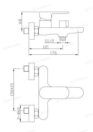 Смеситель для ванны/душа Agger Gorgeous A0210044 Смеситель для ванны/душа Agger Gorgeous A0210044