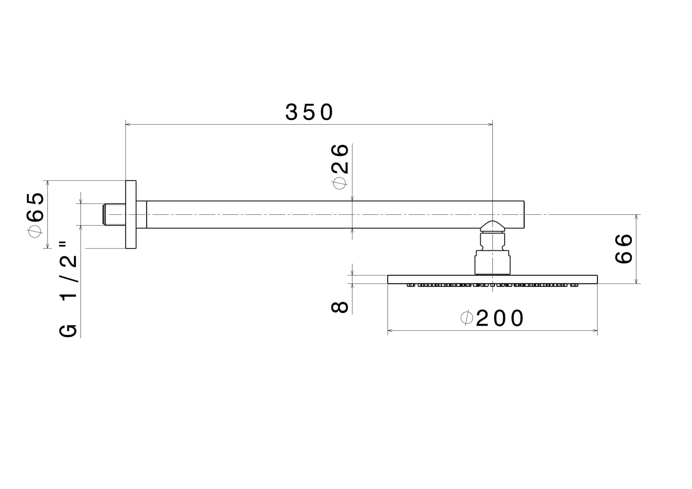 Душевая лейка OLE «тропический дождь» с кронштейном, титановый атласный