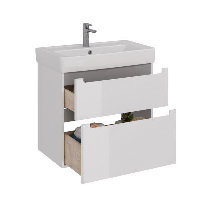 Тумба Lemark BUNO 80см под 1 раковину, подвесная/напольная, 2 ящика, цвет корпуса, фасада: Белый глянец Тумба Lemark BUNO 80см под 1 раковину, подвесная/напольная, 2 ящика, цвет корпуса, фасада: Белый глянец