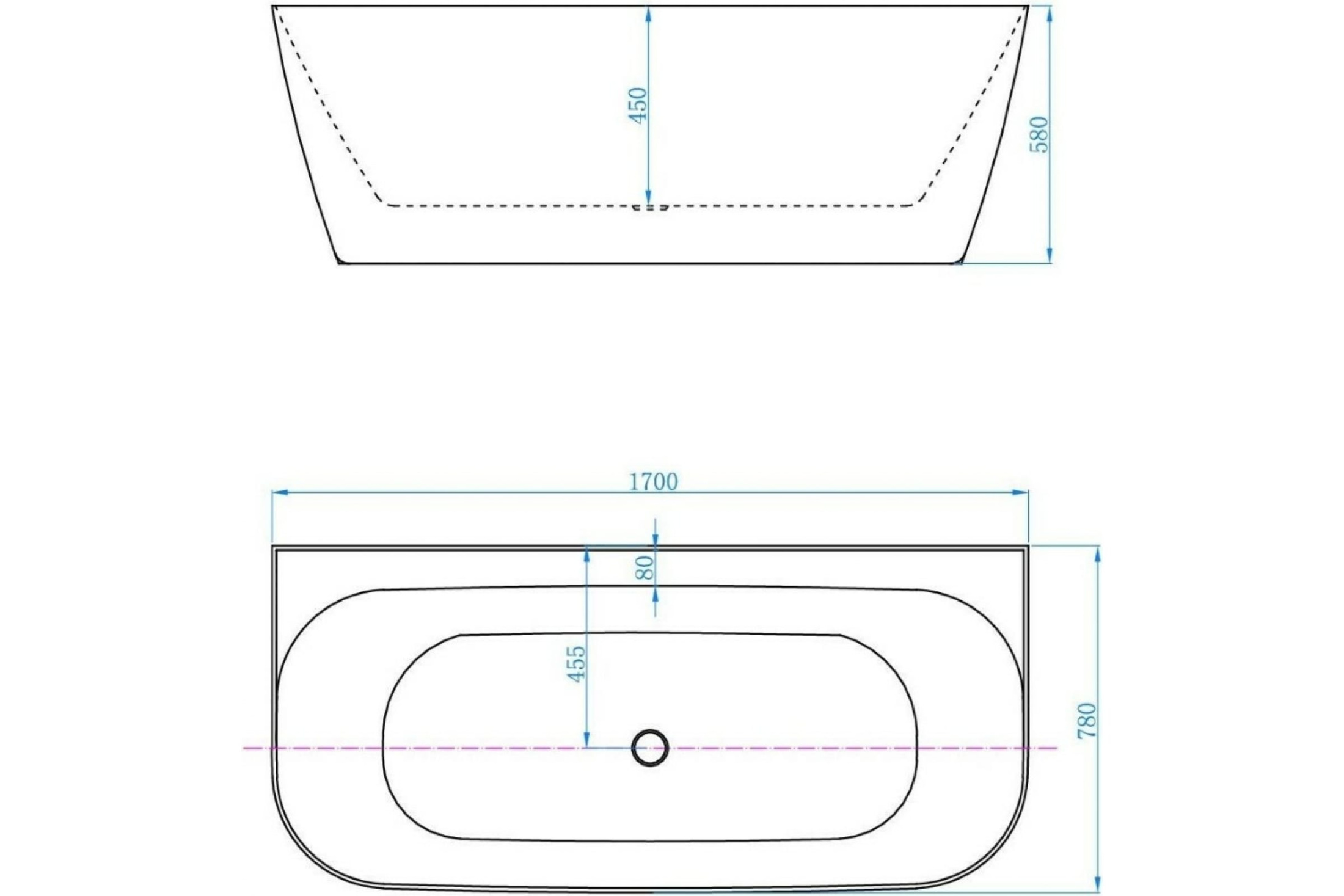 Акриловая ванна Allen Brau Priority 170x78 2.31003.20/BGM белый глянец /сине-серый, шт