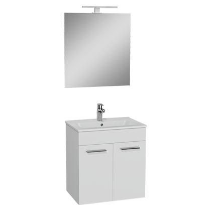 Набор Mia 60 см с дверцами (раковина, шкаф под раковину, зеркало), цвет белый глянцевый