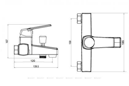 Смеситель для ванны/душа OneLife P02-100cr полимерный