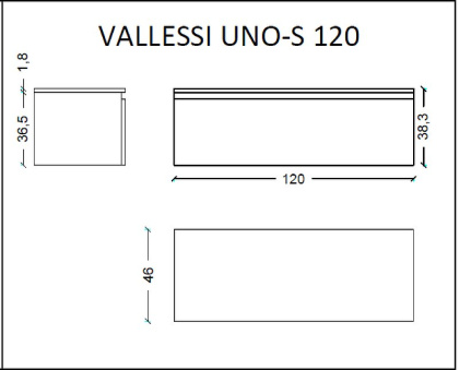 Ящик под столешницу 120см АНТРАЦИТ мат. VALLESSI UNO-S 897-120-A mat Boheme Ящик под столешницу 120см АНТРАЦИТ мат. VALLESSI UNO-S 897-120-A mat Boheme