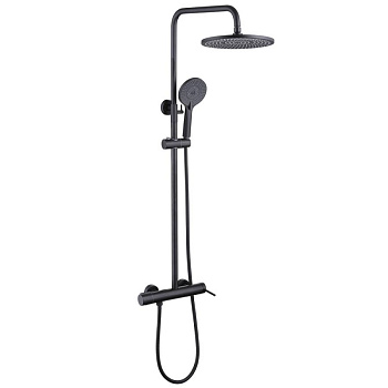 Душевая стойка ABBER Emotion AF8816B с изливом, черная матовая Душевая стойка ABBER Emotion AF8816B с изливом, черная матовая