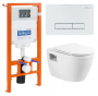 Комплект 3 в 1 Унитаз подвесной с сиденьем BelBagno LOTO BB070CHR/SC + Система инсталляции для унитазов BelBagno BB002-80  с кнопкой смыва BB014-SR-BI