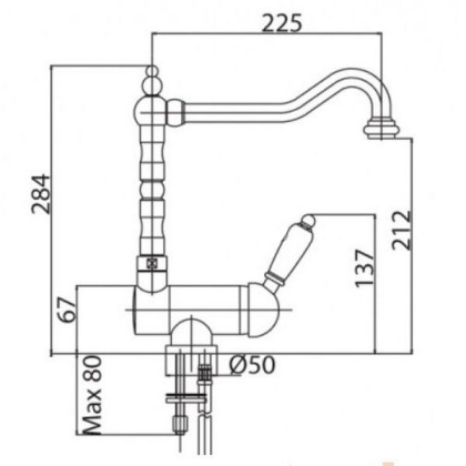 VINTAGE-LLPM2-01-Sw Смеситель для кухни Исполнение: Хром, Ручки: Swarovski 